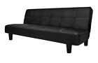 Divano letto moderno 180x97x36 3posti ecopelle reclinabile nero soggiorno sofa|1