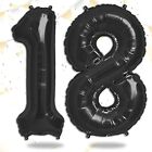 FUNXGO Palloncino Numero 18 nero - Palloncini Compleanno 18 Anni nero - (L8s)