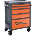 cassettiera rsc24 5 piani 740x445x969mm arancio con 4 ruote 125mm BETA officina