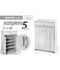 Mobile Scarpiera Armadio 2 Ante Cassetto 5 Ripiani Legno Bianco 95x63x33cm 77093