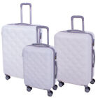 Set 3 Valigie Rigide con Ruote Easy Roll Trolley Bagaglio a Mano Viaggio Bianco