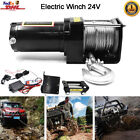 2500LB-4500LB 12V/24V Electric Winch Portable ATV Car Heavy Duty Steel Cable Kit