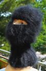 Mohair Balaclava fuzzy thick langhaarig Schlüpfmütze sehr dick schwarz