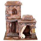 Casa araba con doppia cupola e tenda azzurra per presepe 10 cm 30X20X20