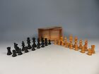 ANTIQUE ENGLISH CARVED AND STAINED WOOD CHESS SET