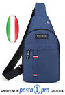 Monospalla borsa da uomo Zaino marsupio borsello tracolla casual sportiva BLU