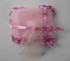 10 small pink organza gift pouches/bags with drawstring