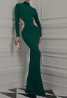 Abito Lungo Elisabetta Franchi verde Vestito Red Carpet manica lunga pietre