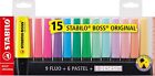 Evidenziatore - STABILO BOSS ORIGINAL Desk-Set - 15 Colori Assortiti 9 Neon + 6