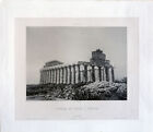 Lerebours - PAESTUM Tempio Cerere - Acquatinta 1841 "Excursions daguerriennes"