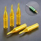 25x Tattoo Tip Sterile Plastic Disposable Yellow Nozzle Tube Flat Round Body Art