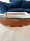 Hermes Mini H Buckle Belt Reversible 24 mm. Brown / White 100 cm (36 inch)