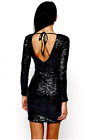 NEW! Black Sequin Cocktail Dress. Mini, Open Back Party