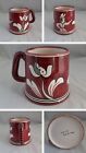 Vintage Deruta Volpi Italy Pottery Red Mug Person/King /Flowers 8.5cm Tall HTF