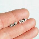 Black & Silver Moustache Stud Earrings, Retro Kitsch Cute Studs & Free Gift Bag