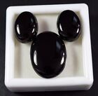 58,35 Cts. Set 3 pezzi 100% naturale onice nera ovale cabochon pietra prezios...