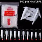 500x STILETTO NAIL TIPS Long Straight Clear Half Cover Acrylic Gel French False