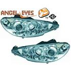 Coppia fari fanali anteriori TUNING 206 98-06 cromati anelli ANGEL EYES