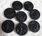 8 LG 1 1/4 inch GOOD Buttons  BLACK Pea coat PEACOAT MILITARY Navy  Anchor ROPE