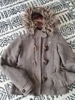 Abercrombie and Fitch Winter Bomber Parka Fur Hood ladies wool jacket S Small