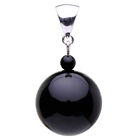 Ciondolo IN Vere Onice & 925er Argento, Ø18mm , Nero Liscio, Collana Donna