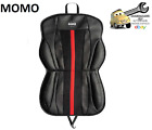 MOMO Cuscino Sedile Auto Imbottito Stripe in Ecopelle Nero/Rosso con Logo Bianco