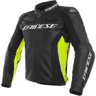 Giacca Giubbotto Per Moto In Pelle Dainese RACING 3 Nero Giallo Fluo taglia 48 M