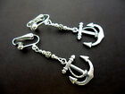 A PAIR OF  TIBETAN SILVER DANGLY SHIPS ANCHOR  CLIP ON EARRINGS. NEW.