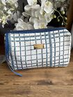 Jenny Packham make up cosmetic bag For Lancome white and Blue check print