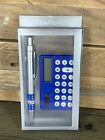 Presentation Boxed Blue Calculator & Silver/Blue Pen Gift Set