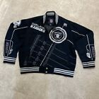 Oakland Raiders Black On Point Midweight Twill Snap Fasting Jacket See Size