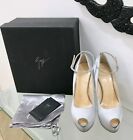 Giuseppe Zanotti scarpe donna decolletè sposa Sharon raso argento peep toe 37.5