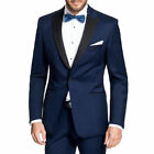 Smoking Uomo Blu Abito Nero Vestito Elegante Slim Fit Cerimonia Sartoriale VEQUE