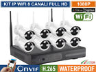 KIT VIDEOSORVEGLIANZA IP WIRELESS WIFI NVR 8 CH 8 TELECAMERE BULLET IR-CUT 2MP