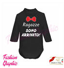 BODY NEONATO RAGAZZE SONO ARRIVATO LUPETTO CALDO COTONE MADE IN ITALY