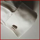 Gemelli da polso uomo vintage in metallo e smalto rosso per camicia cufflinks