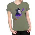 1Tee Womens Genie Magic Lamp Cat T-Shirt