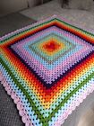 Crochet Rainbow Baby Blanket With Heart Centre. New