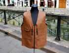 Gilet pelle marrone moto vintage originale biker taglia XXL