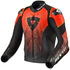 GIACCA JACKET MOTO SPORT REV IT REVIT QUANTUM PELLE LEATHER NERO ROSSO NEON 54