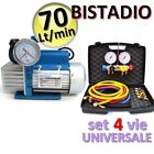 Pompa vuoto bistadio 70 Lt + set manometrico 4 VIE universale