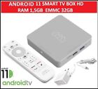 Decoder Ricevitore Smart Box Android Tv 11 Google WiFi Lan Bluetooth 1.5GB 32GB