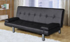 DIVANO LETTO  RECLINABILE 3 POSTI SALOTTO ECOPELLE NERO SOFA APRIBILE CUSCINI IT