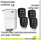 Kit ricevitore radio bicanale + 4 telecomandi 433mhz apricancello garage luci