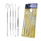 SET 5PZ STRUMENTI PULIZIA DENTALE CURA DENTE DENTISTA SPECCHIETTO PINZETTA SONDA