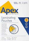 Apex 100 POUCHES A4 21x30cm 75 MICRON FOGLI LUCIDI PER PLASTIFICATRICE A CALDO