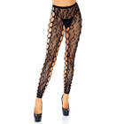 Leg Avenue - Collant in Pizzo Leopardato con Cavallo Aperto Taglia Unica Nero