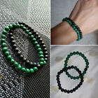 2xBraccialetti in Pietre Dure Onice Nero e Malachite Verde Bracciale da uomo