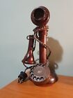 Antico Telefono Verticale A Candela In Legno