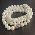 Bracciale di perle bianche da donna braccialetto con perla vetro 8 mm a 3 giri